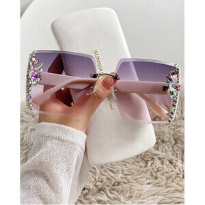 Square Decorative Framed Sunglasses In Purple